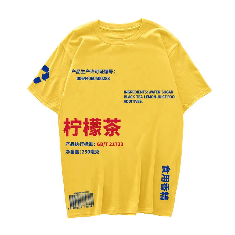 Y2k Oversized shirt – Lemon Tea Ripped Printed T Shirts Streetwear 2020 Hip Hop Ch