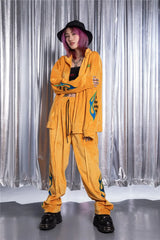2 pieces set men embroidery velvet zipper jacket and elastic waist loose straight pants sweatsuit hip hop tracksuits sweatsuit unique default style 4311