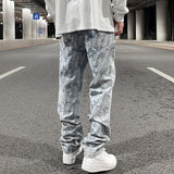 high street feathers embroidery denim pants mens zipper straight jeans trouser with belt hip hop streetwear loose joggers pants unique joggers style 3597