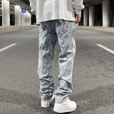 high street feathers embroidery denim pants mens zipper straight jeans trouser with belt hip hop streetwear loose joggers pants streetwear sweatpants