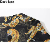 Dark Icon Tiger Print Street Fashion Men's Shirt 2021 Summer Polo Shirt Thin Material Hawaiian Shirt Male Blouse