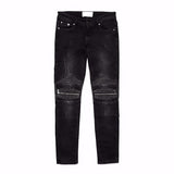 knee zipper hole patckwork skinny denim jeans men casual slim biker trousers jeans fashion streetwear hip hop jean pants joggers unique joggers style 1044
