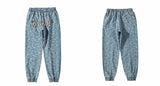 hip hop loose fit elastic waist pants fashion embroidery denim ankle pants mens new casual drewstring sportwear pants joggers unique joggers style 2192