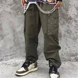 rainbowtouches fashion classic brand mens baggy cargo pants soild color trousers loose straight tooling style lace up overalls unique cargo style 1700