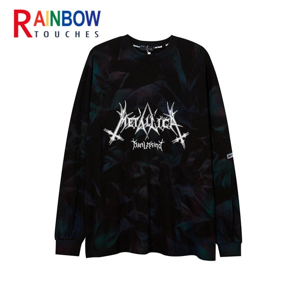 Cyberpunk Shirt – Rainbowtouches 2021 Drop Shoulder Oversize Top Hip Hop Tie D – Edgy Streetwear for All Genders
