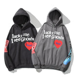 2021 Harajuku Weirdo Graffiti Letter Printed Hoodies Men Lucky Me I Se