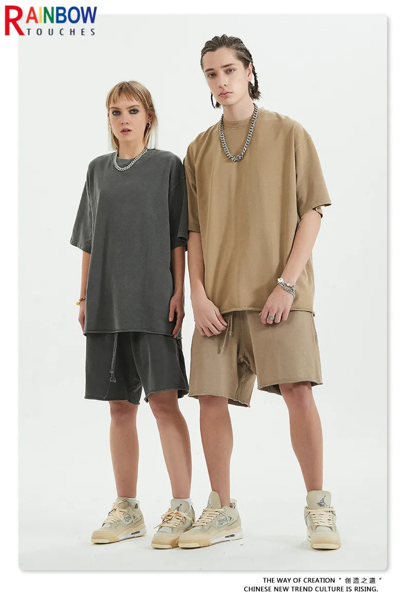 Rainbowtouches Summer Mens New Shorts Fringes Tassels Washing Casual High Street Solid Color Cotton Tidal Current Hawaii Boys