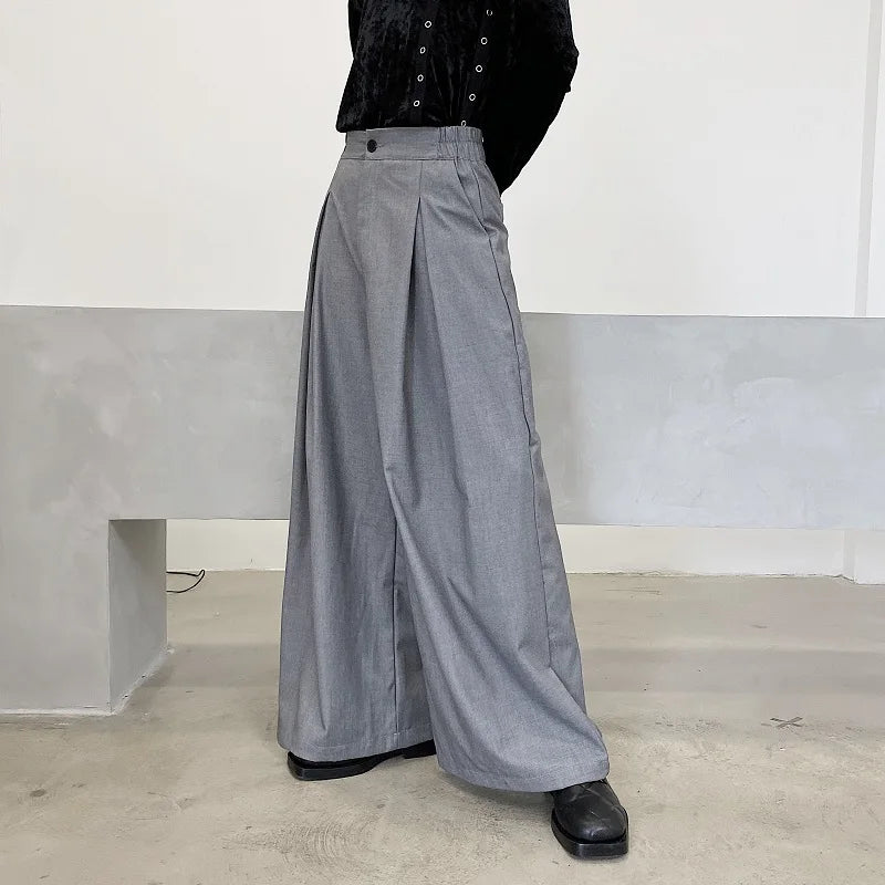 pants men high waist casual wide leg suit pant male vintage fashion japan korea streetwear loose long trousers clean everyday pants