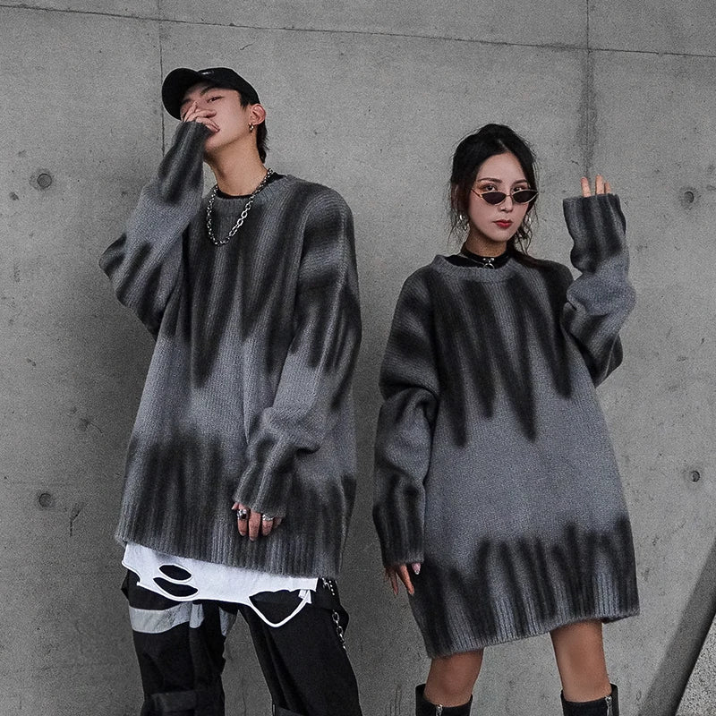mens oversize sweater casual o neck knitted tops unisex autumn winter new fashion male warm hip hop loose streetwear sweaters Y2K vintage urban hoodie, unique limited edition hoodie, urban wear with bold artwork