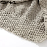 techwear street knit hoodie with oversized flame detail for urban fall winter outfits, street fashion menswear trend for seas