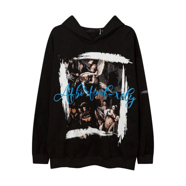 anime chrome print featuring rainbowtouches hoodie men high street retro letter printing pattern hip hop harajuku women loose coat unisex superior quality
