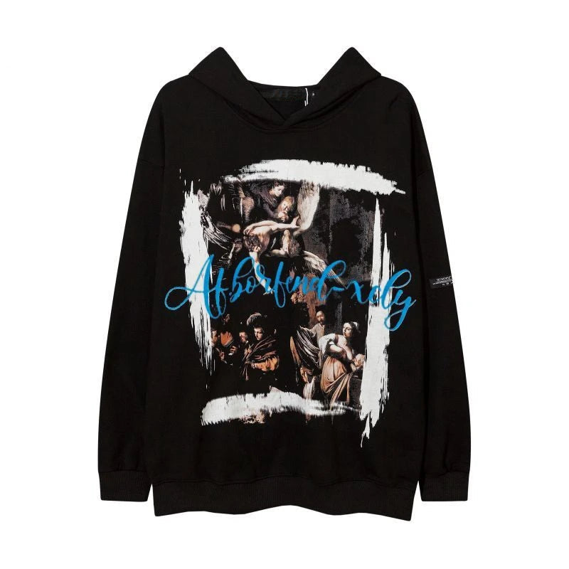 anime chrome print featuring rainbowtouches hoodie men high street retro letter printing pattern hip hop harajuku women loose coat unisex superior quality