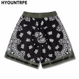 Mens Paisley Printed Hip Hop Loose Shorts Elastic Waist Sweat Shorts Casual Harajuku Drawstring Streetwear Sportswear Joggers