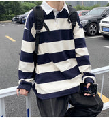 Autumn Lapel Hoodie Mens Fashion Hit Color Casual Striped Hoodies Mens