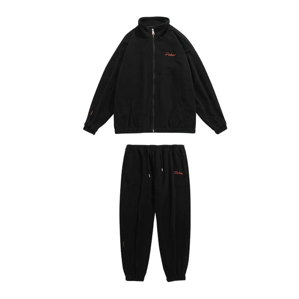 spring and autumn new fleece knitted coat mens loose couple suit versatile high street style clean everyday pants