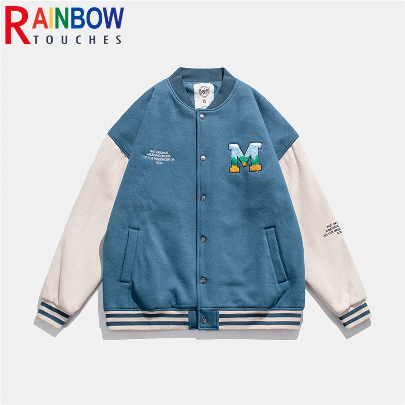 rainbowtouches 2021 new jacket men street jackets letter embroidered baseball uniform high mens superior quality coat dark gr - variant style d59db4 for streetwear fashion