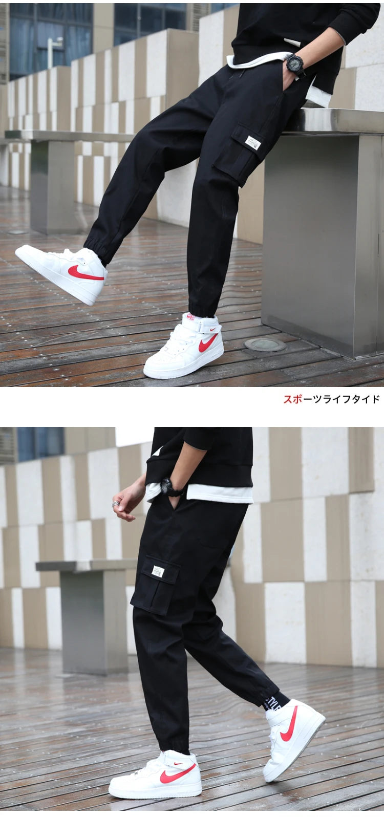 cargo pants men streetwear hip hop pants elastic waist harem ankle length trousers black army green harajuku loose casual pocket unique cargo style 1007