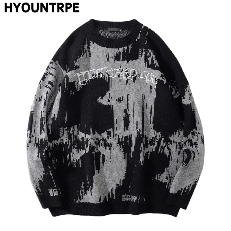 hip hop letter embroidery knitted oversized sweater men new casual o neck long sleeve pullover streetwear unisex loose sweaters - trendy hip hop fashion hoodie, anime inspired graphic hoodie, high quality cotton hoodie