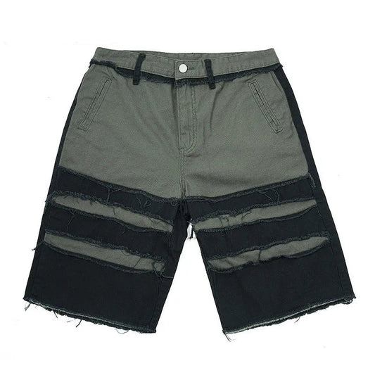 rainbowtouches brand summer men shorts washing fringes colors contrast fabric high street casual comfortable loose fifth pants techwear shorts