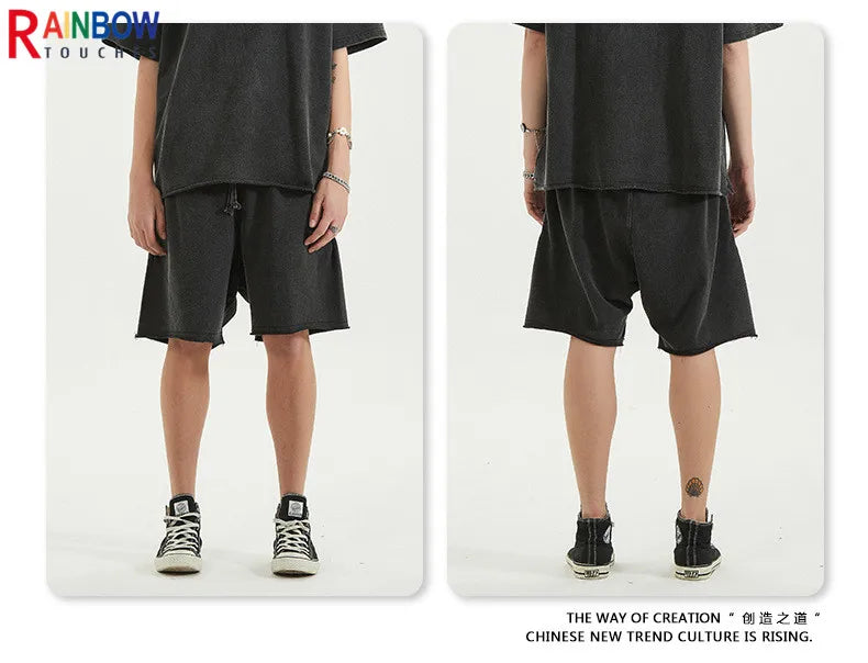 Rainbowtouches Summer Mens New Shorts Fringes Tassels Washing Casual High Street Solid Color Cotton Tidal Current Hawaii Boys