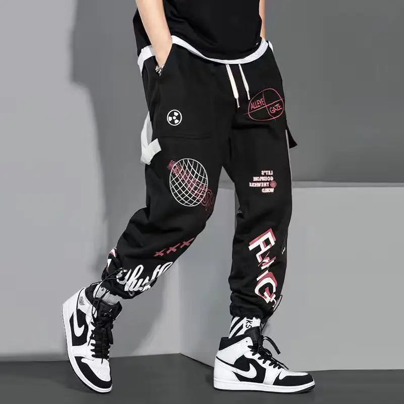 men pants spring and autumn cargo pants man fashion hip hop casual pants loose korean drawstring men joggers sweatpants unique joggers style 2452
