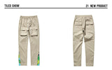streetwear patchwork cashew flower print cargo pants y2k men hip hop casual functional slim cargo trousers male pocket side zip unique cargo style 4661