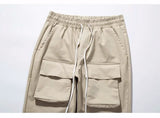 mens high street loose fit elastic waist pants bottom zipper patchwork cargo pants hip hop drawstring sportwear pants joggers unique joggers style 5412