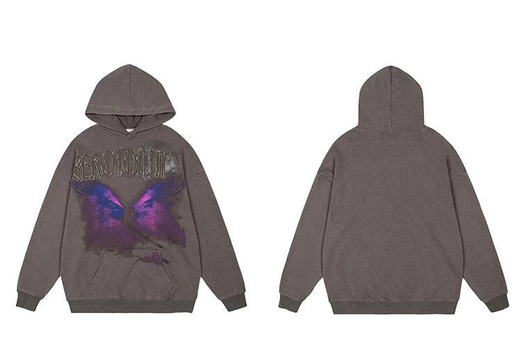 Oversize Hoodie Hip Hop Washed Sweatshirt Men Streetwear Painting Grap