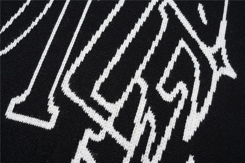 hip hop letter knitted oversize sweater men harajuku o neck long sleeve pullover streetwear casual loose sweater jumper knitwear - graphic printed hoodie for men and women, trendy hip hop fashion hoodie, anime inspired graphic hoodie