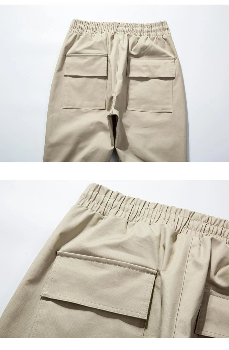mens high street loose fit elastic waist pants bottom zipper patchwork cargo pants hip hop drawstring sportwear pants joggers unique joggers style 5431