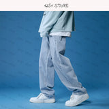 straight jeans men wide jeans white loose denim trousers neutral jean streetwear casual pure man women pants hip hop bagy jeans denim street jeans