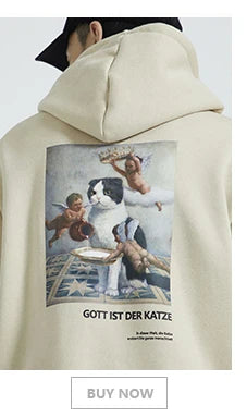 Men Hip Hop Hoodie Sweatshirt Retro Painting Print Harajuku Hooded Pul