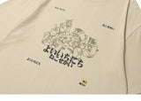Grunge Vintage t-shirt – Hip Hop Men Streetwear T Shirt Japanese Kanji Animals Print