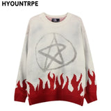 mens sweaters fashion fire harajuku sweaters casual long sleeve knitted sweater ripped holes cotton pullover jumpers man sweater unique limited edition hoodie, Y2K vintage urban hoodie, trendy hip hop style outerwear