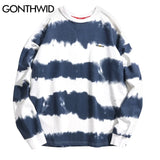 Gonthwid Harajuku Tie Dye Striped Pullover Sweatshirts Hoodies 2023 Me