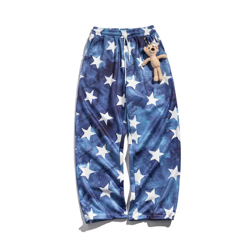 rainbowtouches fashion classic brand mens cargo pants bear pendant trousers loose straight high street style unique wide legs unique cargo style 1846