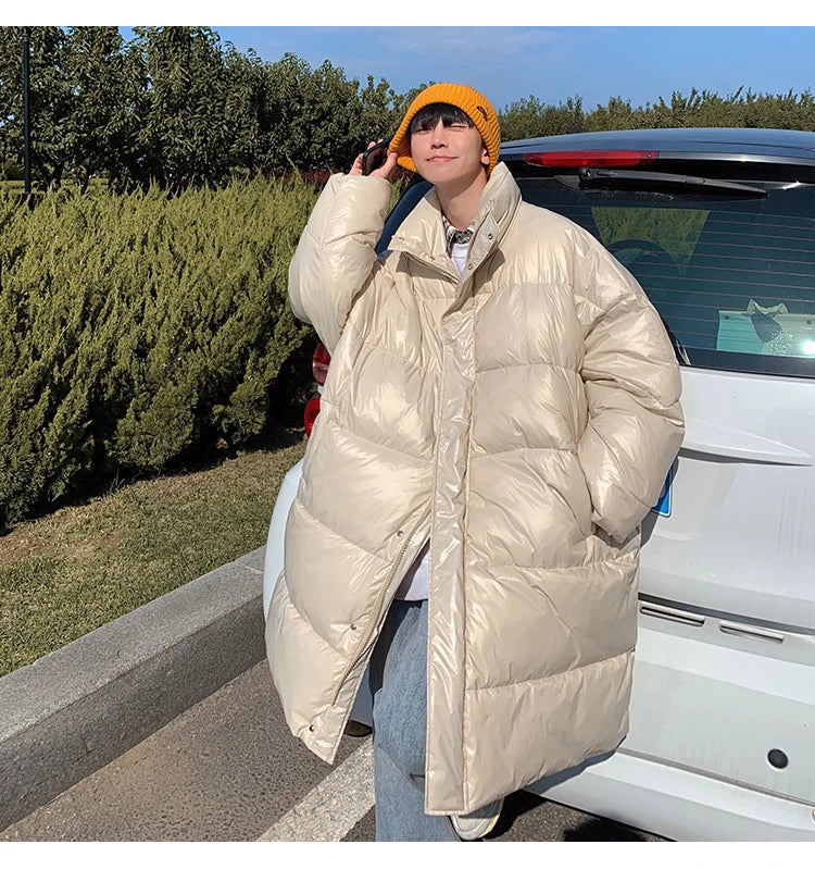 Winter Oversized Down Jacket Men Warm Fashion Casual Long Coat Men Streetwear Korean Loose Thick Jacket Mens Parker Overcoat
