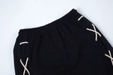 hip hop loose fit elastic waist pants fashion side reflective cross lines pants mens casual streetwear sportwear pants joggers unique joggers style 5485