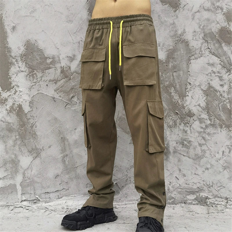 rainbowtouches new fashion classic brand mens cargo pants big pocket design trousers loose straight high street style overalls unique cargo style 3060