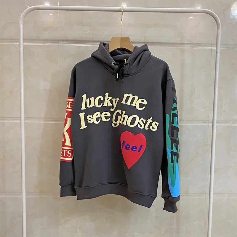 Graffiti Letter Foam Fleece Baggy Sweatshirts Mens Oversized High Street