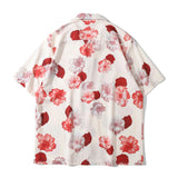 Dark Icon Floral Hawaiian Shirt Men Tur-down Collar Men's Polo Shirt Black White