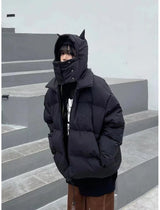 cyberpunk tribal flames featuring hip hop streetwear parka embroidered skull jacket harajuku little devil designer hood padded jacket coat winter outwear unisex