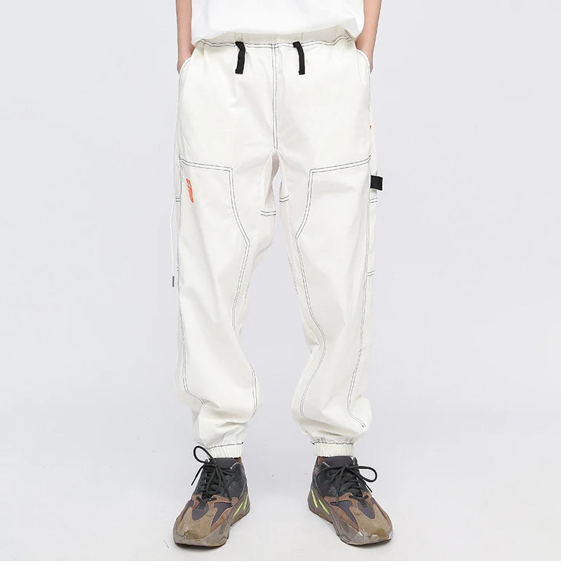 rainbowtouches fashion classic brand men cargo pants soild color trousers loose tooling style tie feet overalls superior quality unique cargo style 3122