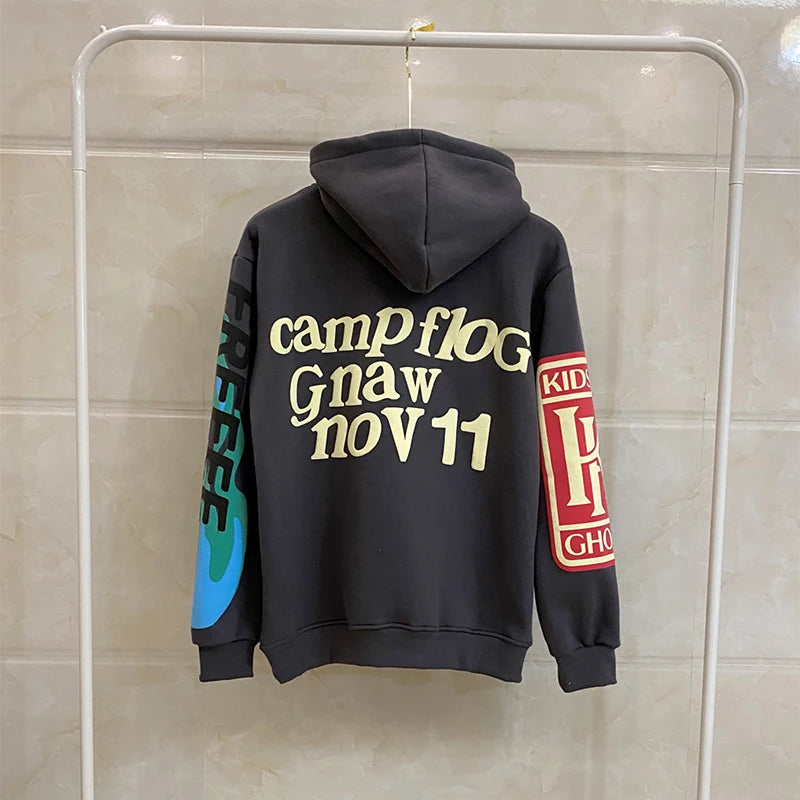 Graffiti Letter Foam Fleece Baggy Sweatshirts Mens Oversized High Stre
