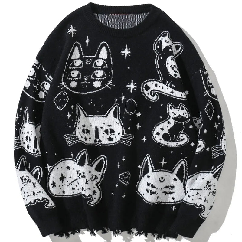 varsity flame pullover for men with bold graphic knit design, perfect for 2025 fashion, street fashion menswear trend for sea
