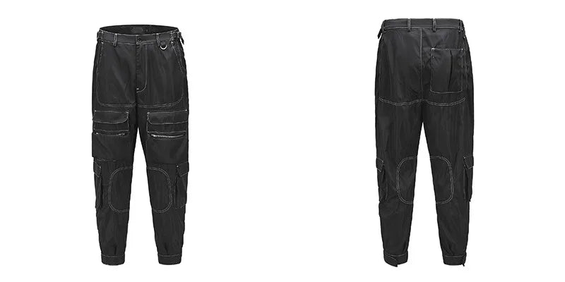 men pockets cargo pants new fashion zipper loose fit harajuku military trousers casual hip hop sportswear streetwear black pants unique cargo style 2498