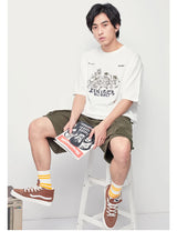 Grunge Vintage t-shirt – Hip Hop Men Streetwear T Shirt Japanese Kanji Animals Print