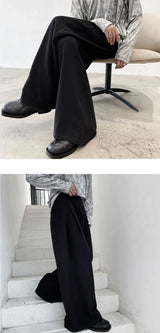 pants men high waist casual wide leg suit pant male vintage fashion japan korea streetwear loose long trousers unique default style 964