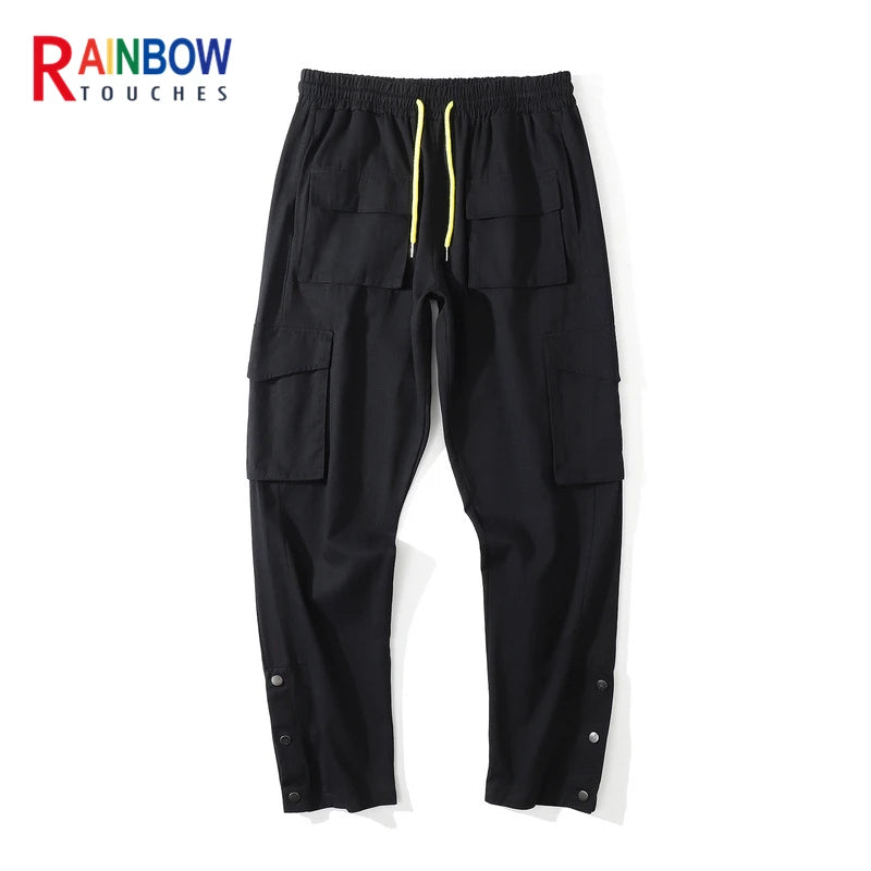 rainbowtouches new fashion classic brand mens cargo pants big pocket design trousers loose straight high street style overalls unique cargo style 3053