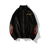 2 pieces set men embroidery velvet zipper jacket and elastic waist loose straight pants sweatsuit hip hop tracksuits sweatsuit unique default style 4319